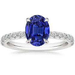 Solitaire Sri Lankan Sapphire Ring With Natural Earth Mined Diamond Accents 4 Carats