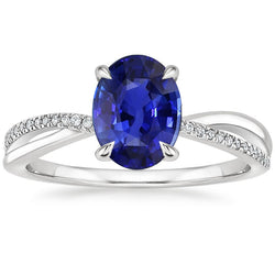 Solitaire With Accents Anniversary Ring  Blue Sapphire 3.50 Carats