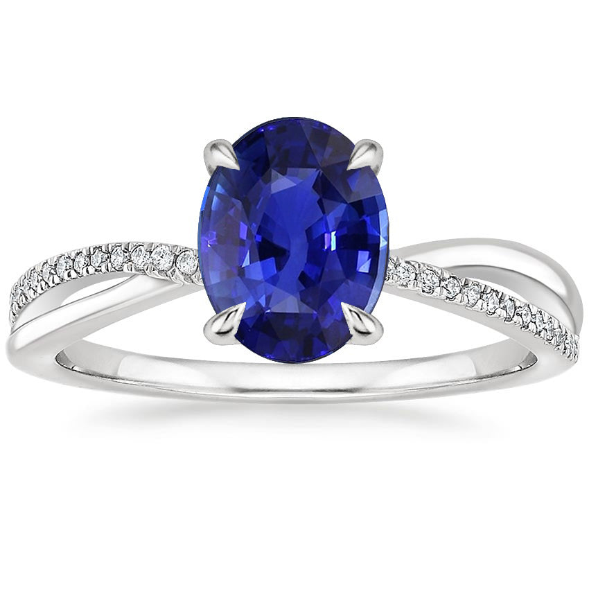 Solitaire With Accents Anniversary Ring  Blue Sapphire 3.50 Carats