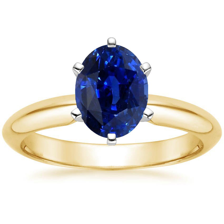 Oval Solitaire Ring Sri Lankan Sapphire Two Tone  Half bazel fancy Engagement    Thick Shank  