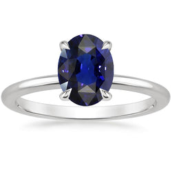 Solitaire Wedding Ring White Gold Blue Sapphire 3 Carats