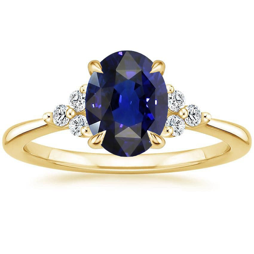 best ladies Gemstone Solitaire With Accents Ring Deep Blue Sapphire