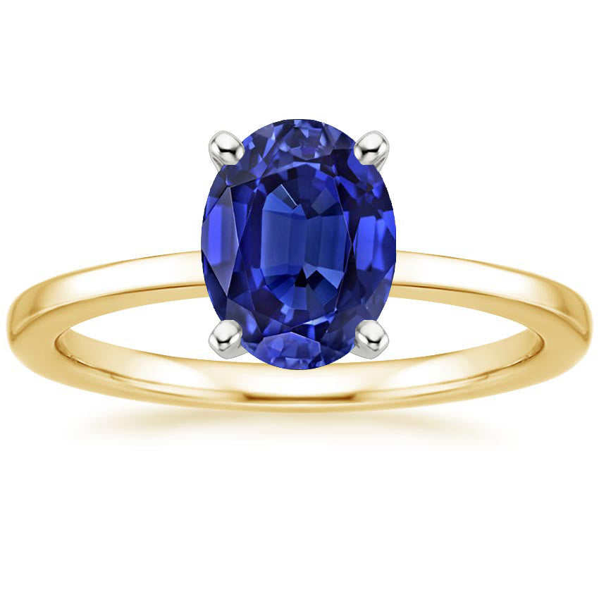 Solitaire  Lady’s  Round Anniversary   Gemstone Ring Jewelry Oval Blue Sapphire