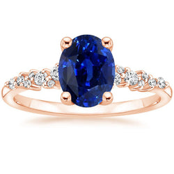 Gemstone Solitaire With Natural Earth Mined Diamond Accents Ring Blue Sapphire 4 Carats
