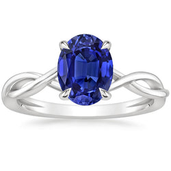 Gold Solitaire Oval Ceylon Sapphire Ring 2.50 Carats Infinity Style