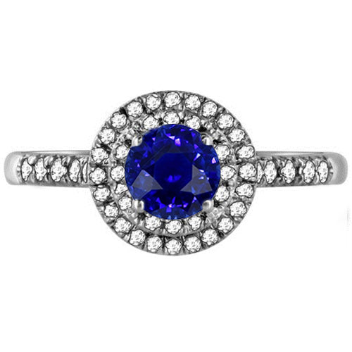 Best amazing weeding  Double Halo Round Sapphire Ring 3 Carats Pave Set Diamond Jewelry