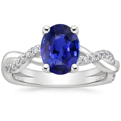 natural round sapphire 5ct ring front view