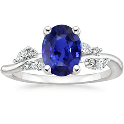 Gemstone Jewelry Blue Sapphire Ring & Natural Earth Mined Diamonds 4.50 Carats