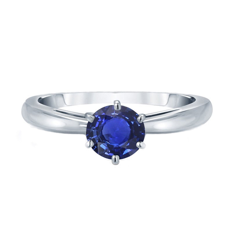 Ladies Gold Ring Blue Sapphire Solitaire  New High Quality Wedding    Pinched Shank
