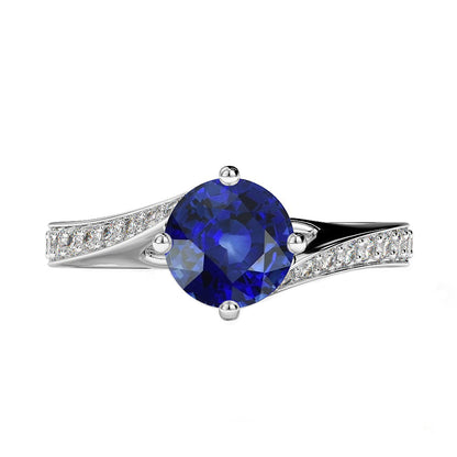 natural round sapphire 3ct ring side angle