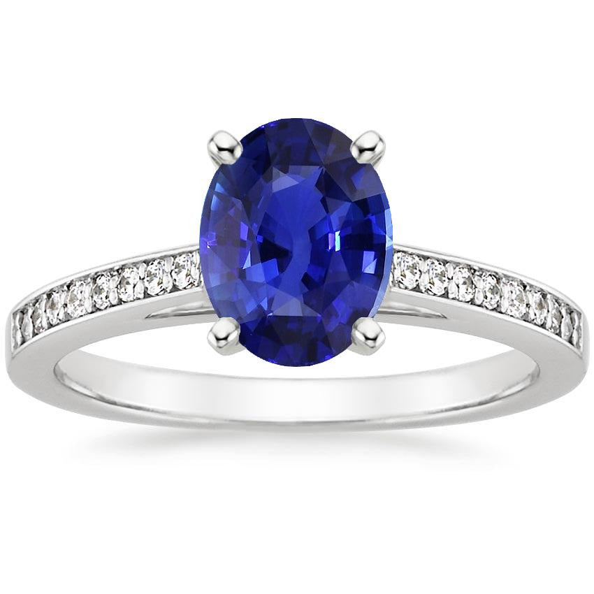 Ladies Gemstone Ceylon Sapphire Ring Channel Set Natural Earth Mined Diamonds 4.50 Carats