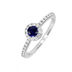 Round Sapphire Halo Ring 2.50 Carats Sparkling Natural Earth Mined Diamond Jewelry