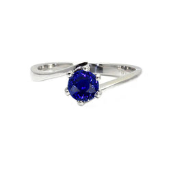 Gemstone Solitaire Ring Ceylon Blue Sapphire 1 Carat Tension Style