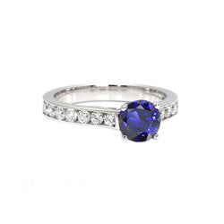 Round Engagement Ring Sapphire 2 Carats Channel Set Natural Earth Mined Diamonds