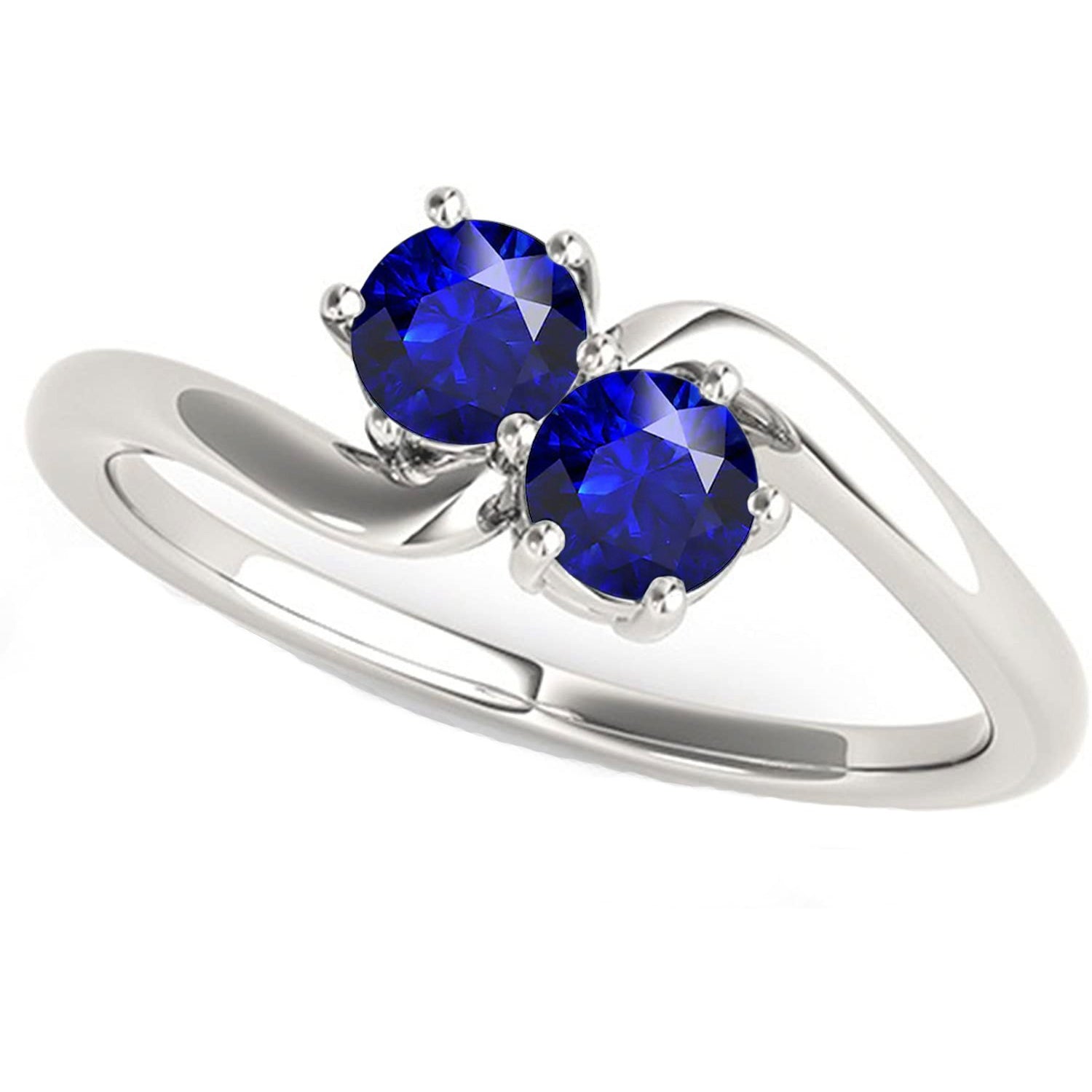 Toi et Moi Round Ceylon Sapphire Anniversary Ring    Prong Set