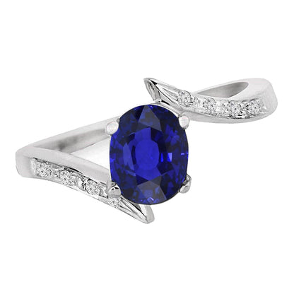 natural round sapphire 2.50ct ring top view