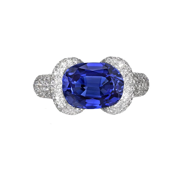 Women’s Diamond Ring   Women Diamond Engagemen Oval Blue Sapphire 4 Carats Gold 