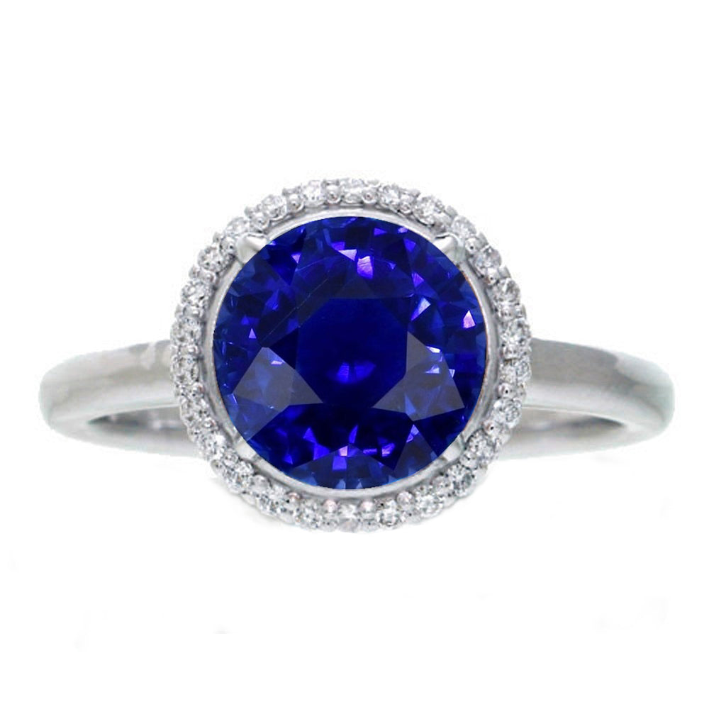 Women Diamond Engagement Classic Halo Sapphire Engagement Ring Gemstone Jewelry