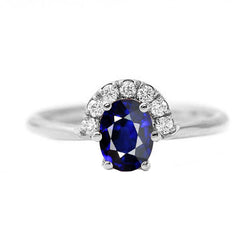 Gemstone Jewelry Oval Blue Sapphire & Natural Earth Mined Diamond Ring 2.50 Carats