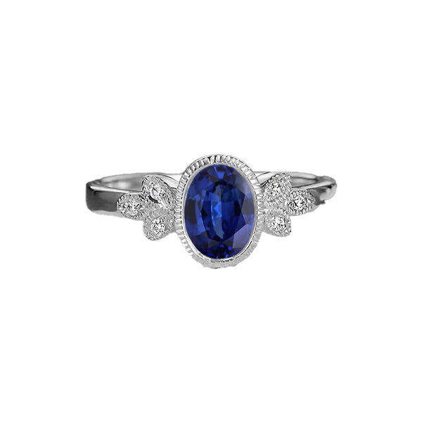  Women Diamond Engagemen Oval Diamond Ring Bezel Set Blue Sapphire 3 Carats Antique Style