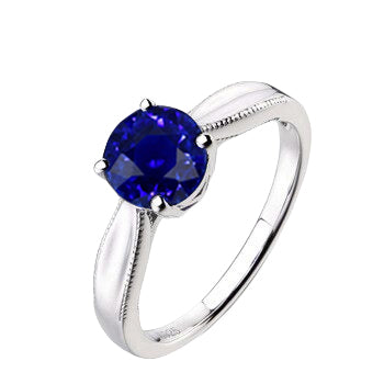Best amazing weeding Round Gemstone Solitaire Ring Ceylon Sapphire Milgrain Shank