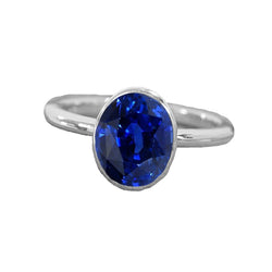 Oval Cut Sapphire Solitaire Ring Bezel Set 2 Carats Ladies Jewelry