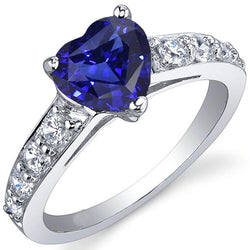 Blue Sapphire Gemstone Ring Heart Cut  3.50 Carats Prong Set Jewelry