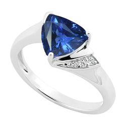 Natural Earth Mined Diamond Engagement Ring Trillion Deep Blue Sapphire 1.75 Carats
