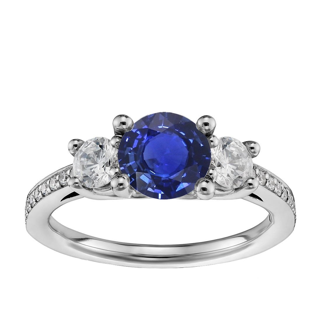 Srilanka Sapphire Diamond Round Cut Ring Sparkling Unique Lady’s   White Gold 