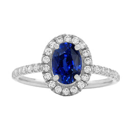 Oval Halo Anniversary Ring Srilanka Sapphire & Natural Earth Mined Diamonds 4 Carats