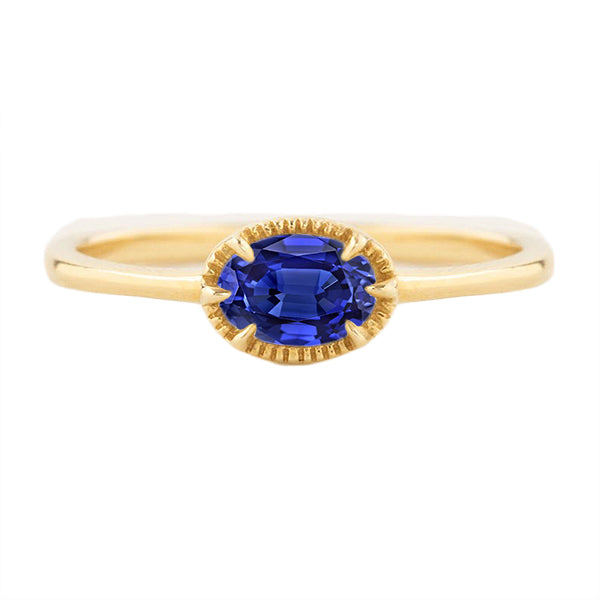 Best Stylish Yellow Gold Solitaire Ring Prong Set Blue Sapphire