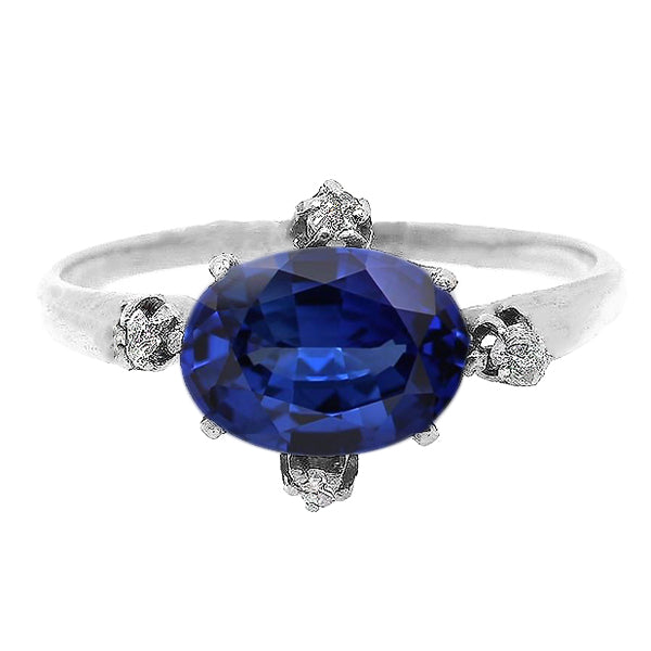 new Styish Gemstone Ring Blue Sapphire & Diamonds 5 Stone Jewelry