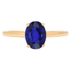 Natural Real ( Not Lab Grown )  Solitaire Ring Oval Shaped Sri Lankan Sapphire 2 Carats Yellow Gold