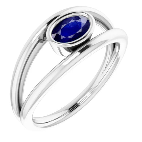 Oval Solitaire   New Design Stylish Ring Bezel Set Blue Ceylon Sapphire Gold