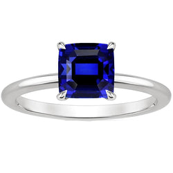 2.25 Carats Solitaire Ring Cushion Cut Sri Lankan Sapphire Prong Set