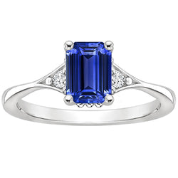 Three Stone Ring Emerald Sri Lankan Sapphire & Natural Earth Mined Diamond 3.50 Carats