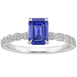 Engagement Ring Twist Style Blue Sapphire & Natural Earth Mined Diamond 4.50 Carats