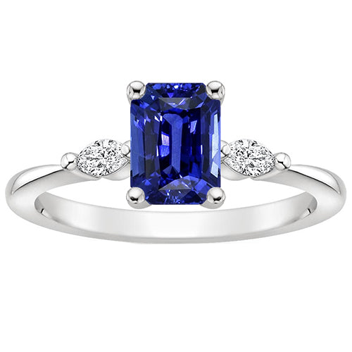 Diamond 3 Stones Ring Emerald Ceylon Sapphire 3.50 Carats