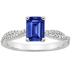 Women Engagement Natural Earth Mined Diamond Ring & Emerald Ceylon Sapphire 4.25 Carats