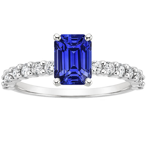 Solitaire Ceylon Sapphire With Accents Ring & Natural Earth Mined Diamonds 5 Carats