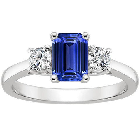 Fancy New LAdies Weeding Diamond Solitaire Accents Ring Emerald Blue Sapphire 