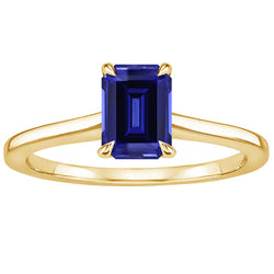 Women Solitaire Ring Yellow Gold Emerald Ceylon Sapphire 2.50 Carats