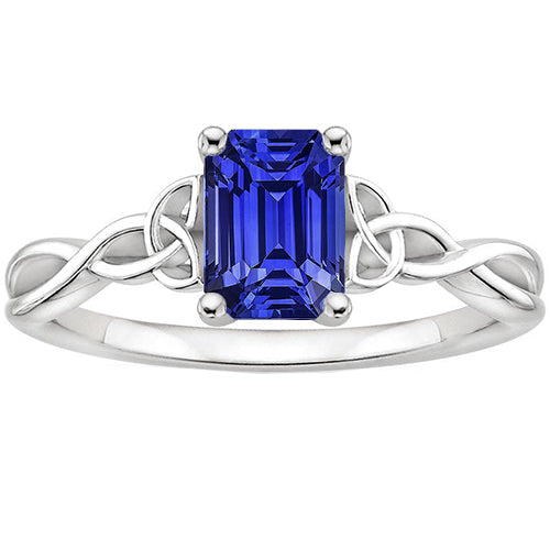 Solitaire Blue Sapphire Ring Vintage Style Emerald Cut 3.50 Carats