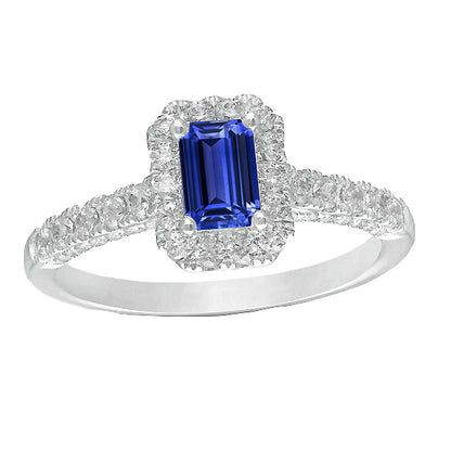 Natural Earth Mined Diamond Ring Halo Sri Lanka Sapphire Gold Wedding Jewelry 3 Carats