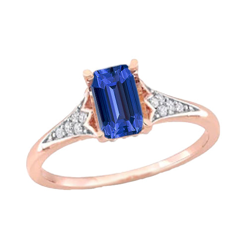 Natural Earth Mined Diamond Wedding Blue Sapphire Ring Rose Gold 2 Carats Ladies Jewelry