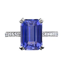Solitaire Ring With Accents Ceylon Sapphire & Natural Earth Mined Diamonds 3 Carats