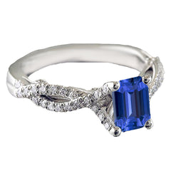 Solitaire Ceylon Sapphire Ring Twisted Style Natural Earth Mined Diamonds 2.50 Carats