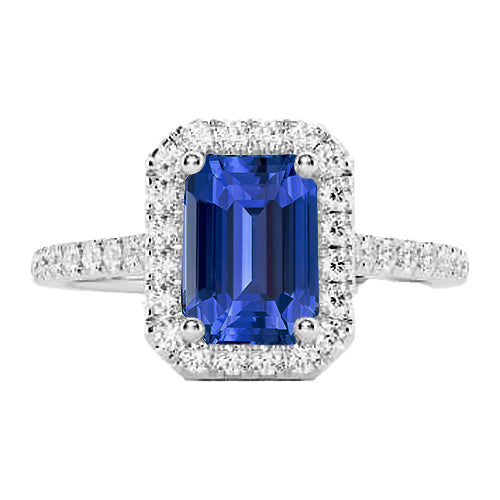 New Stylish Best Gemstone Jewelry Halo Sri Lankan Sapphire Diamond Ring