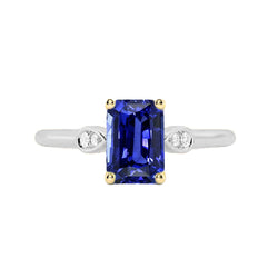 Engagement 5 Stone Emerald Blue Sapphire Ring Natural Earth Mined Diamonds 2.25 Carats