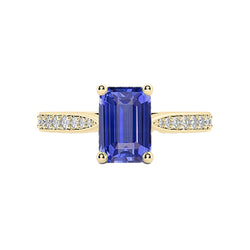 Women Gemstone Jewelry Blue Sapphire Ring Accented Natural Earth Mined Diamonds 3 Carats